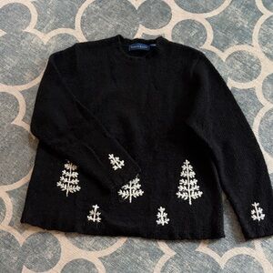Karen Scott Black Sweater with White Accents